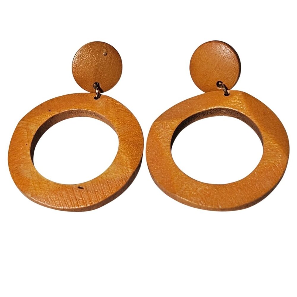 Stylish Handmade Boho Wooden Circle Dangle Earrings Fashion Jewelry Women